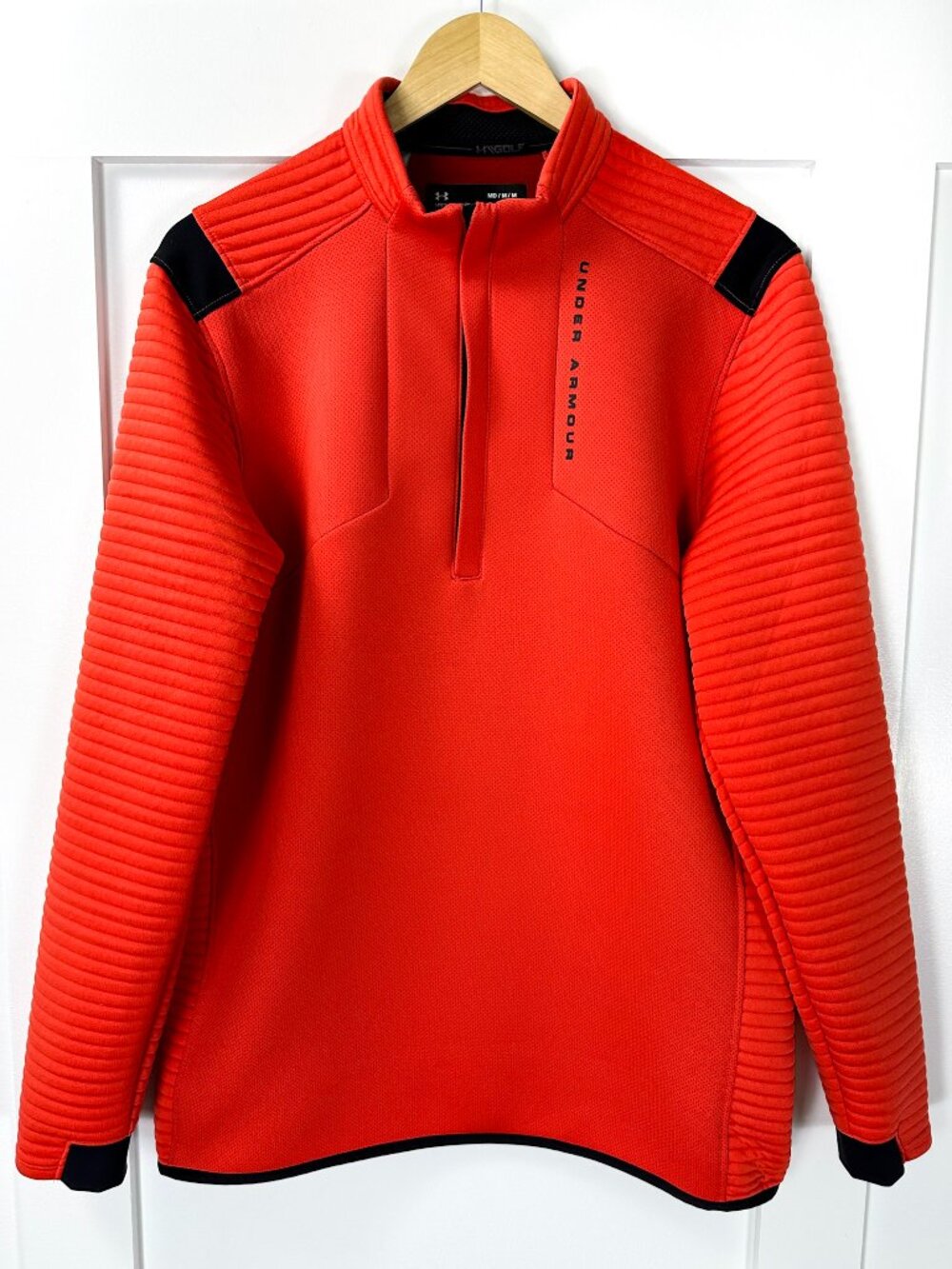 Under Armour ColdGear 1/4 Zip Pullover Golf Fleece Mens Medium Red Orange